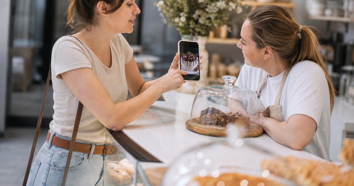 Why should a cake order form let customers attach a reference photo of the cake they want?
